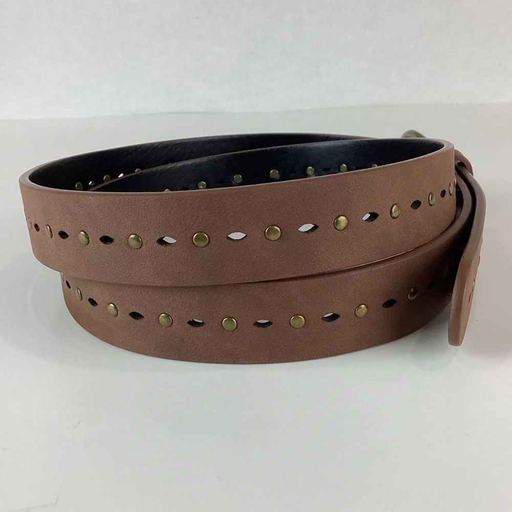 FRYE AND CO. Brown and Gold Belt with Classic Buckle | L